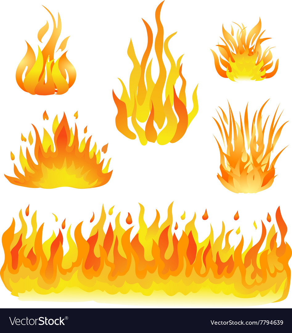 Fire and flames set Royalty Free Vector Image - VectorStock