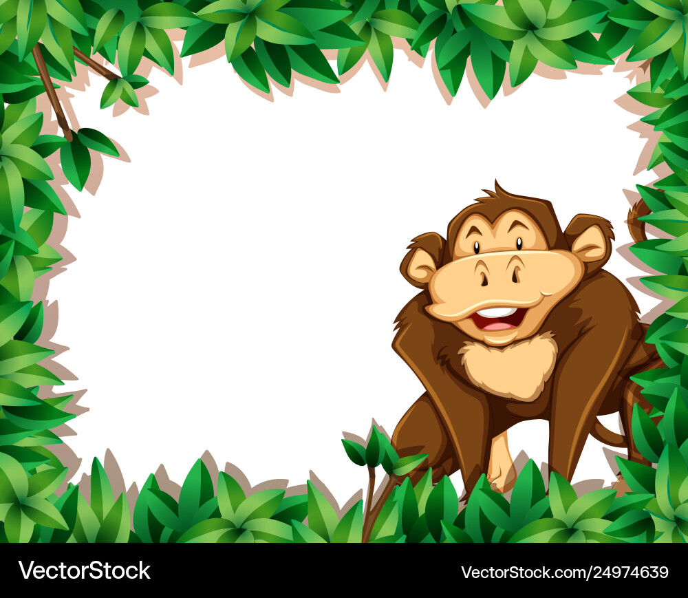 Monkey on nature frame Royalty Free Vector Image