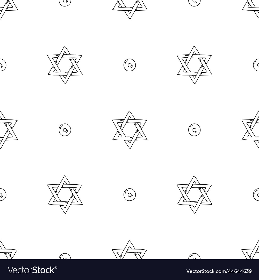 Seamless black and white pattern with a star