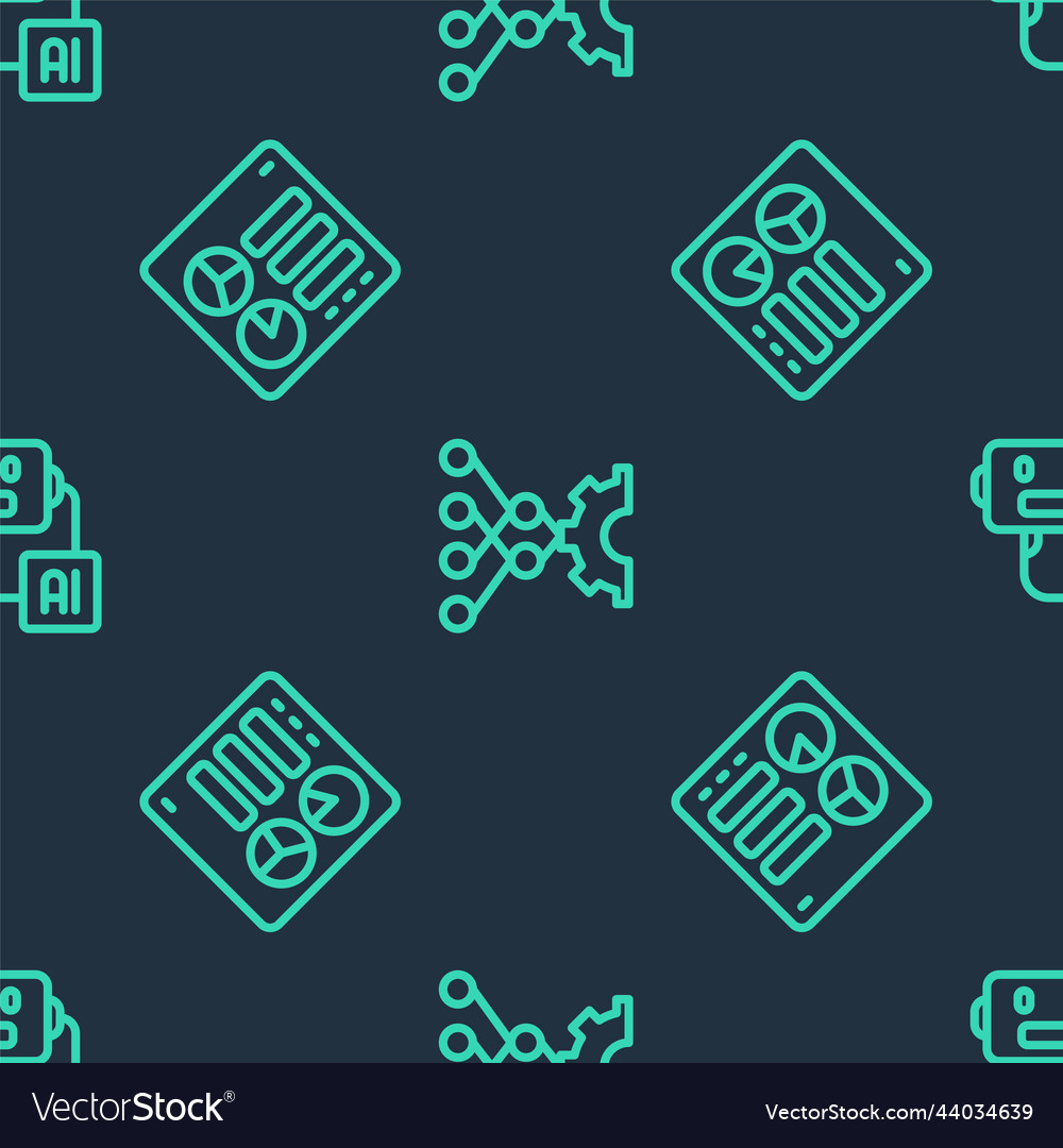 Set line neural network computer api interface vector image Set line neural network computer api interface