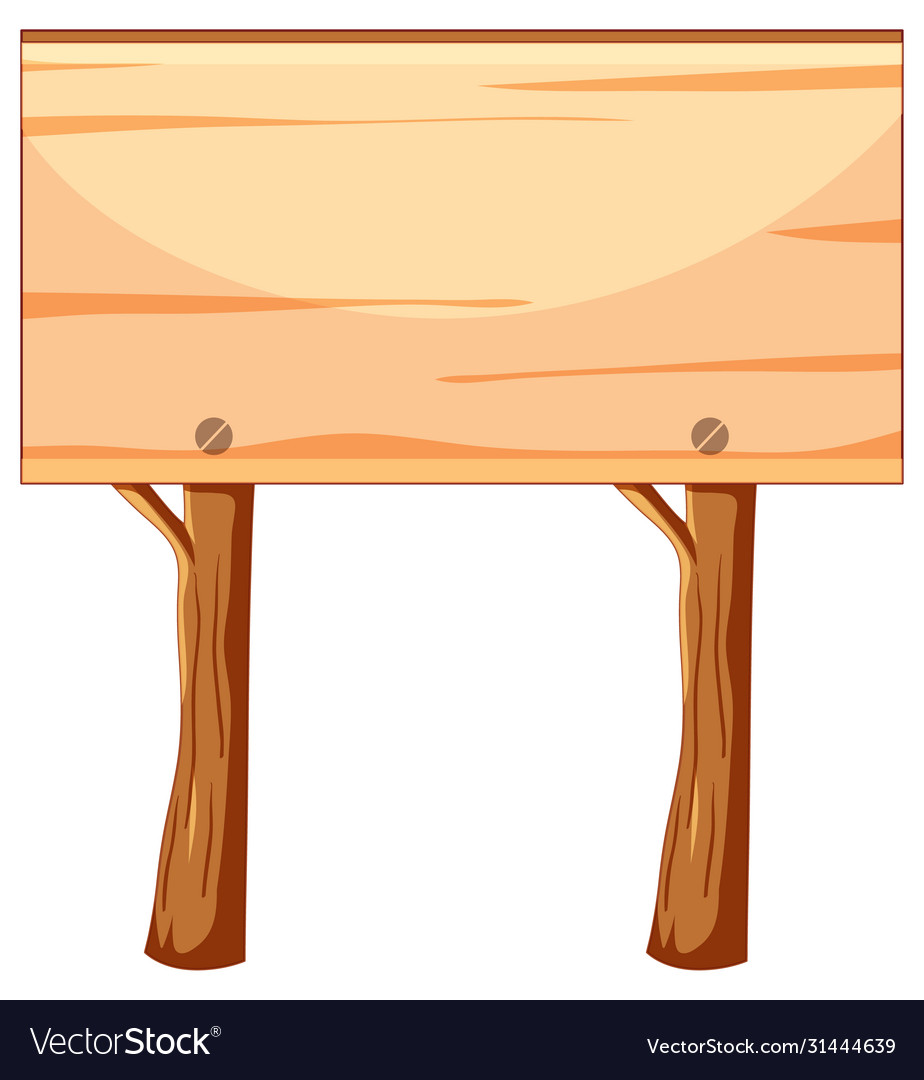 Wood blank banner in cartoon style on white Vector Image