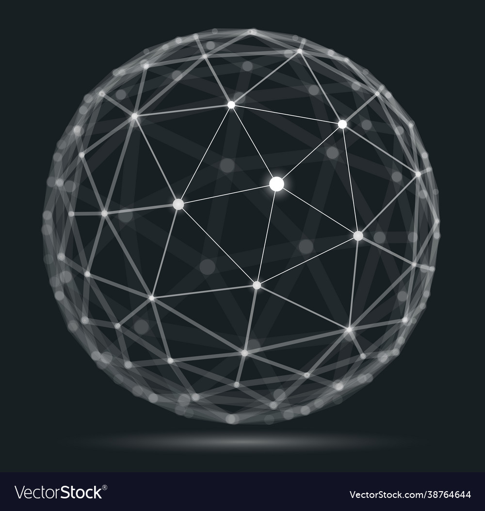 Abstract 3d mesh sphere dots connected vector image Abstract 3d mesh sphere dots connected