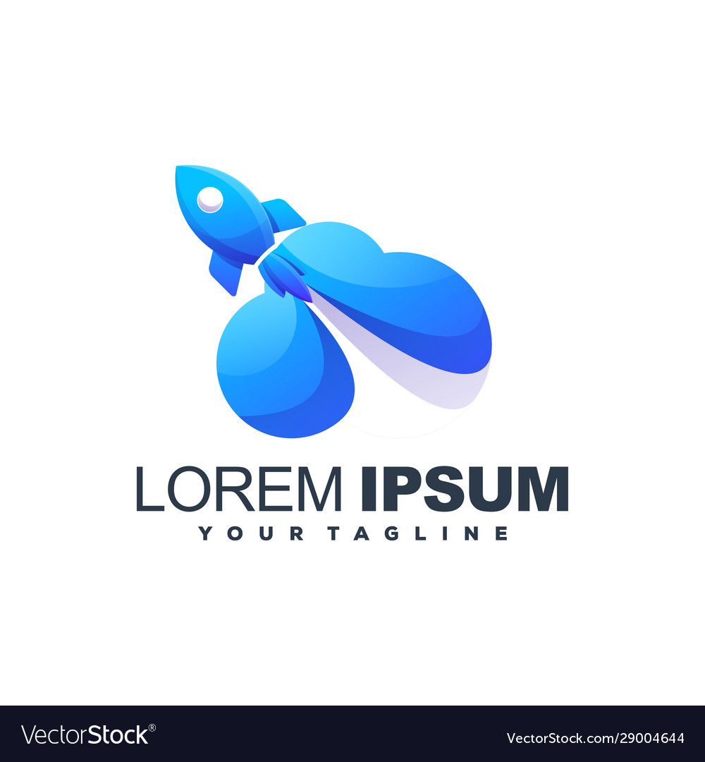 Awesome rocket cloud logo design