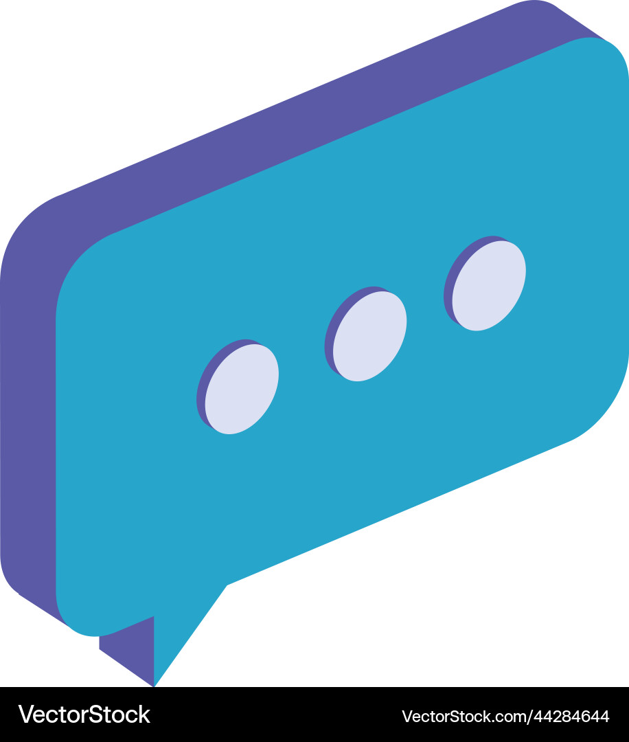 Blue speech bubble isometric Royalty Free Vector Image