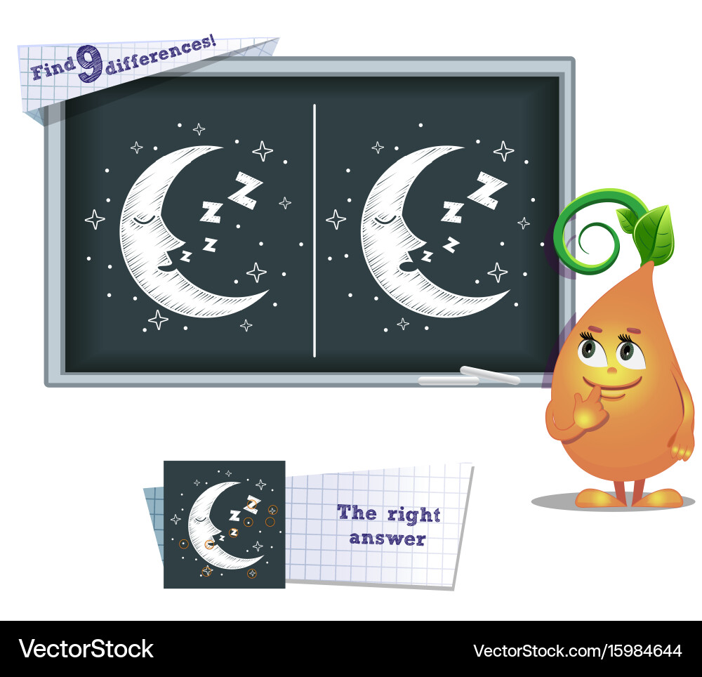 Game find 9 differences moon Royalty Free Vector Image