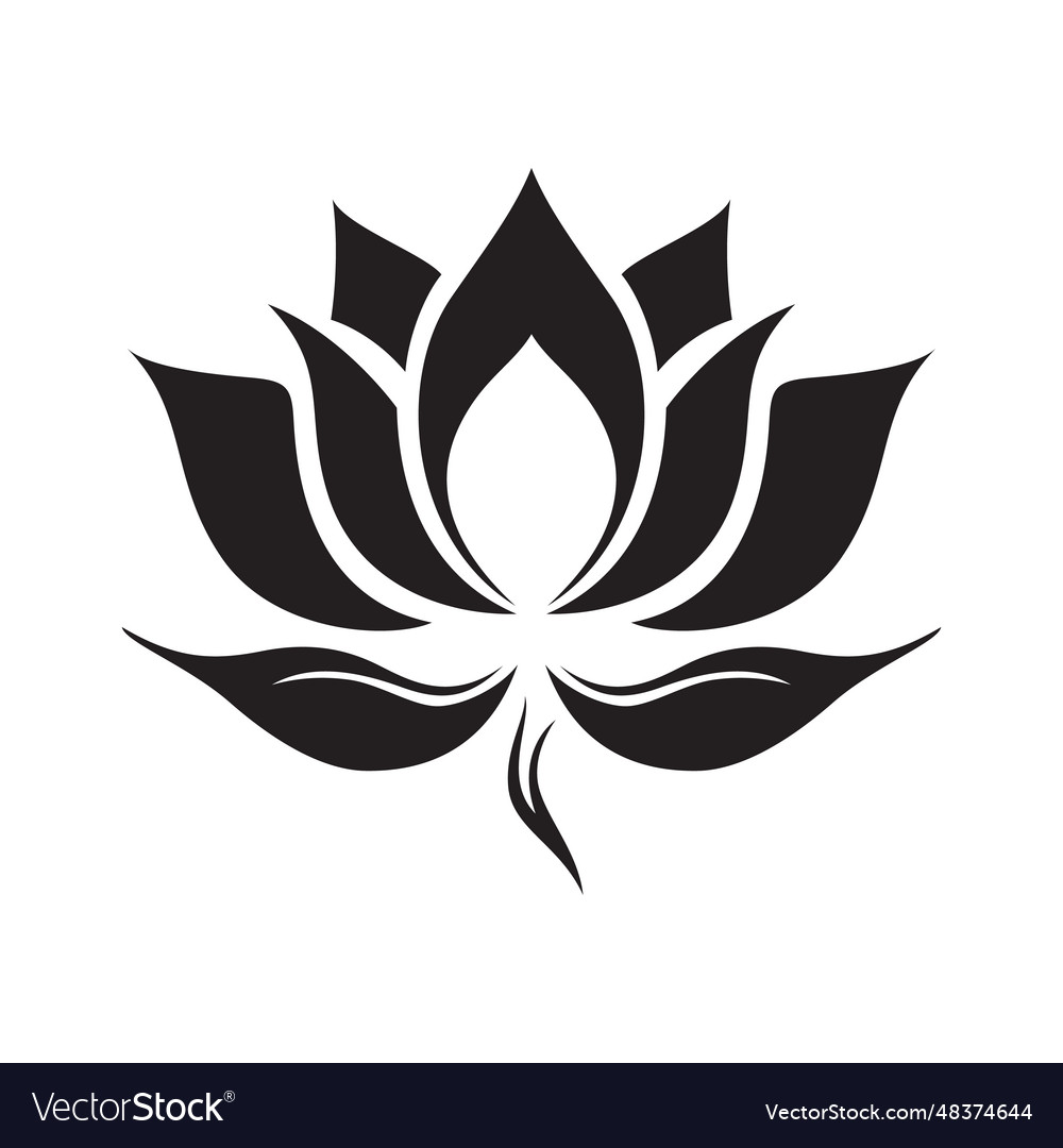 Lotus flower icon black Royalty Free Vector Image