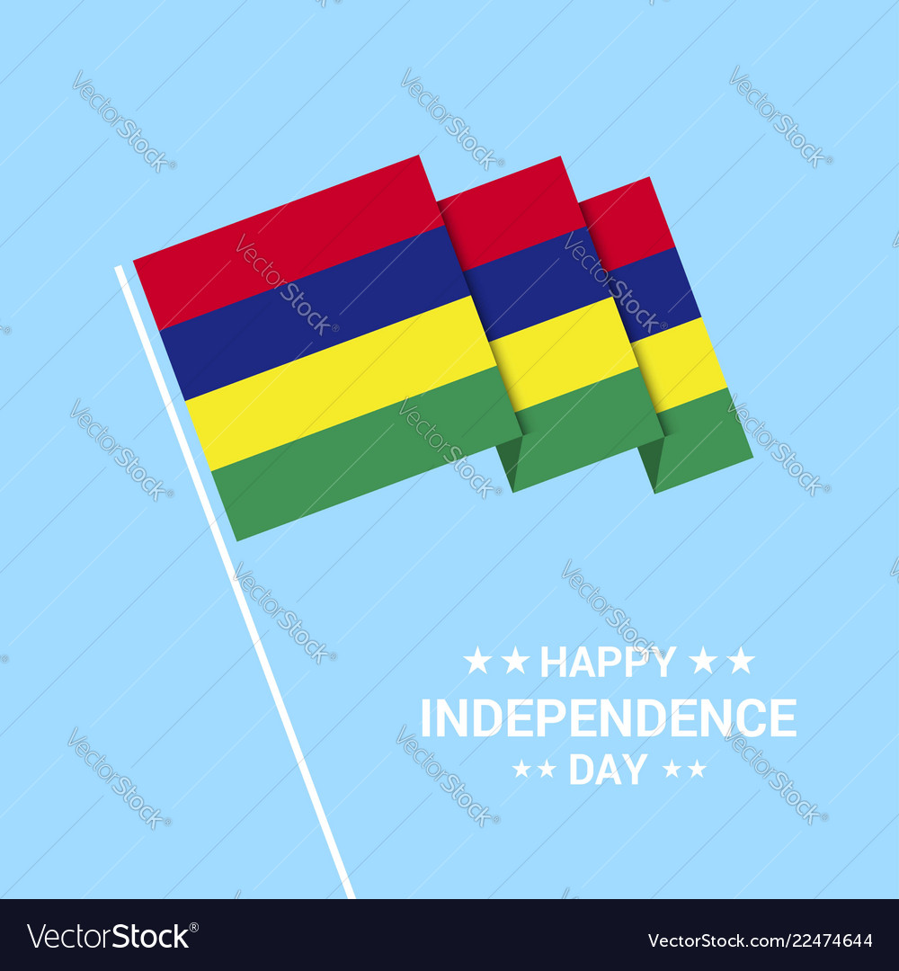 Mauritius Independence Day Typographic Design Vector Image