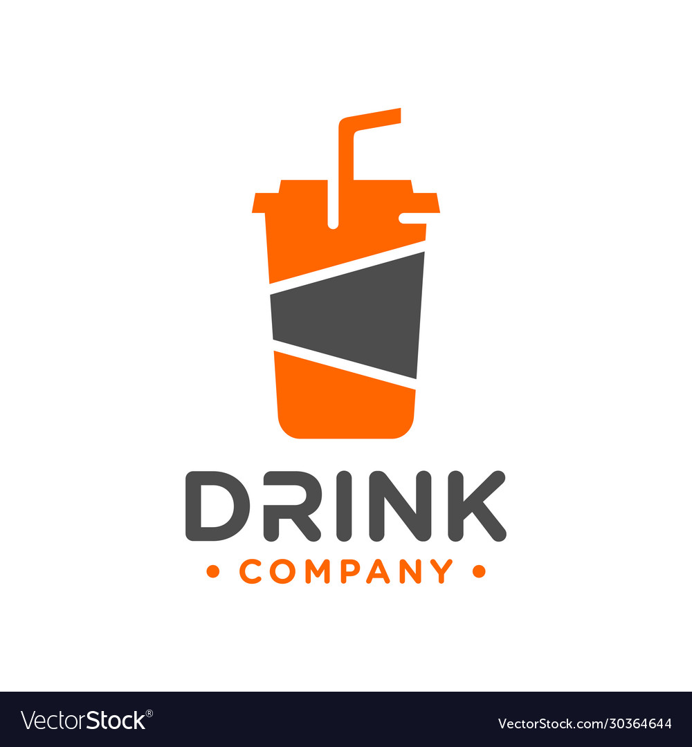 Plastic beverage glass logo design Royalty Free Vector Image