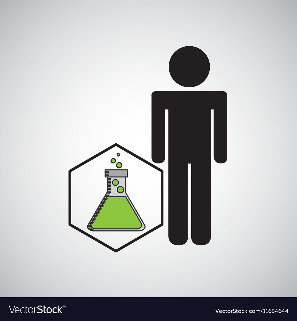 Silhouette with flask filled element laboratory