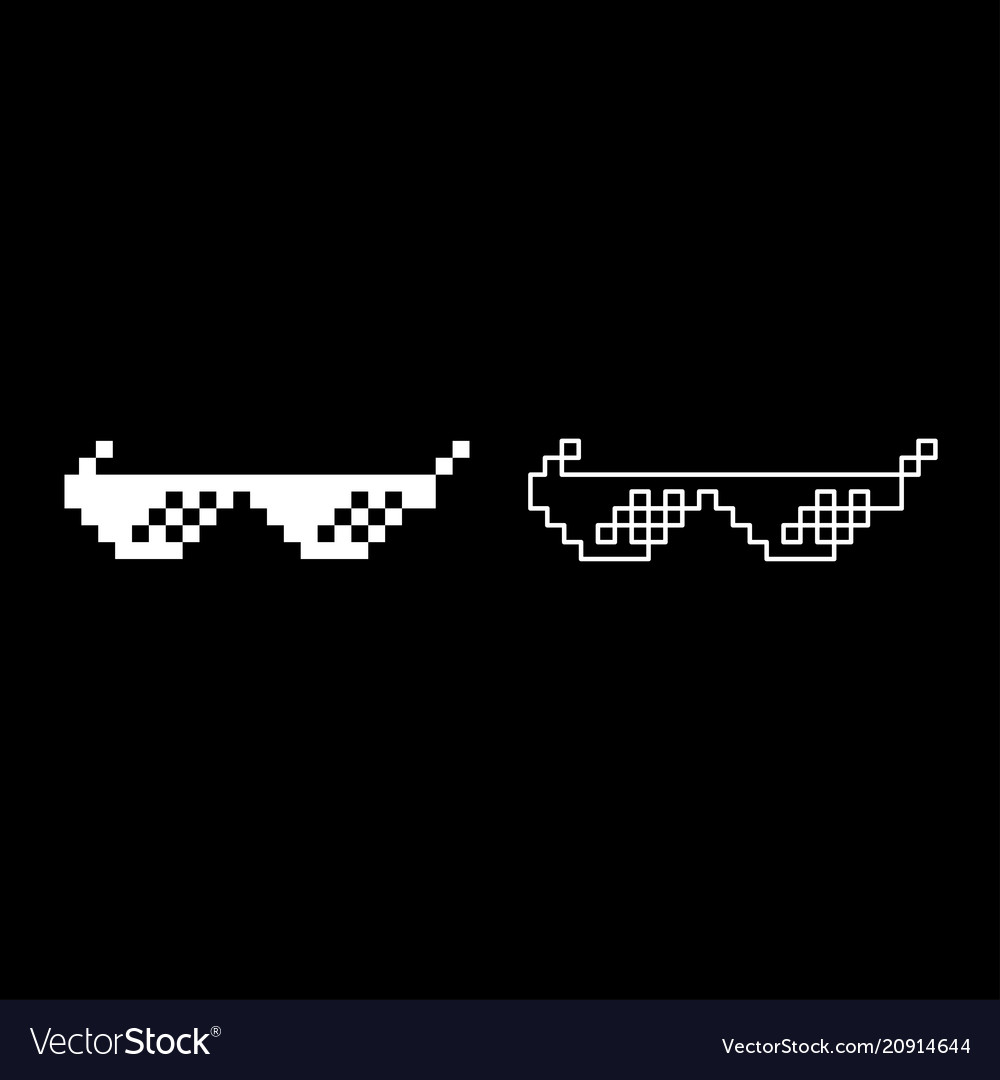 Sun glasses pixel icon set white color flat style