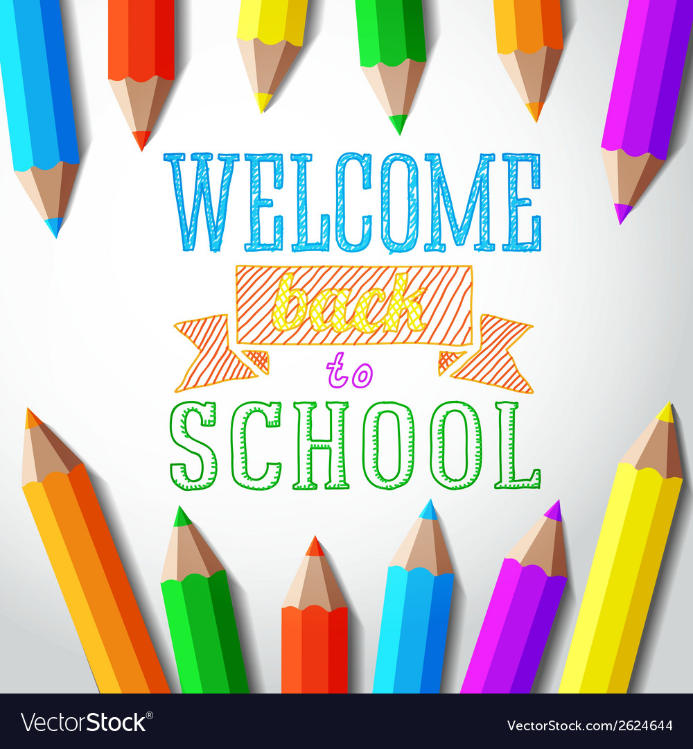 Welcome Back To School Hand-drawn Greeting Vector Image