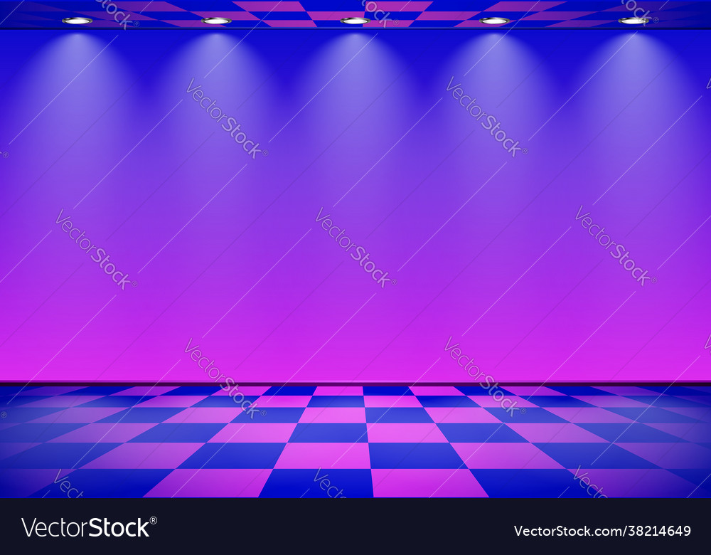 80s styled vapor wave room with blue and purple