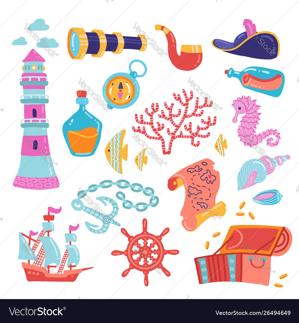 Adventure symbols set Royalty Free Vector Image