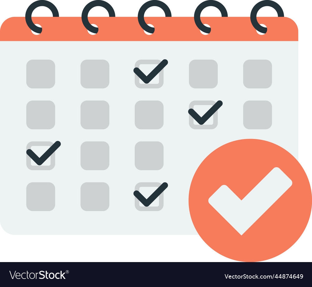 Calendar and checkmarks in minimal style vector image Calendar and checkmarks in minimal style