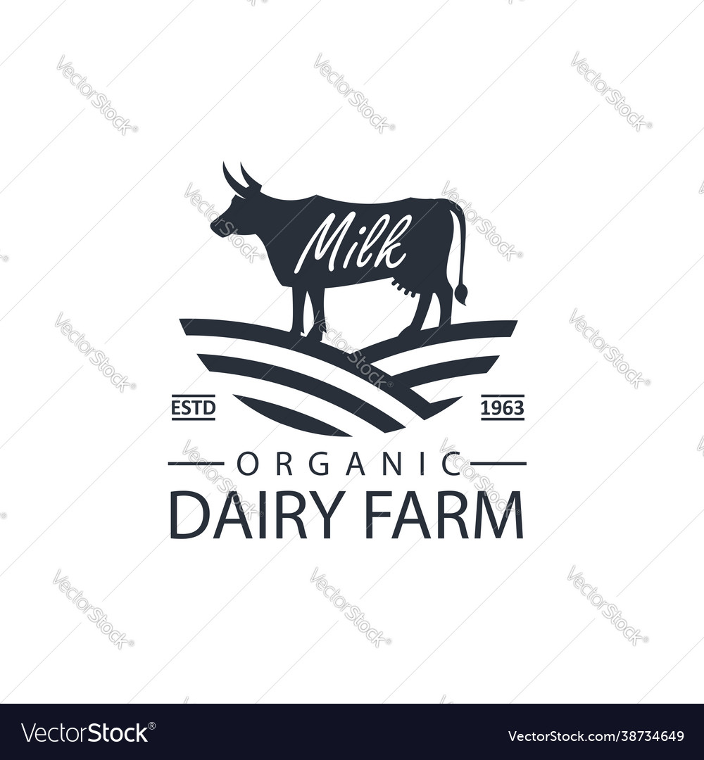 Dairy farm label Royalty Free Vector Image - VectorStock