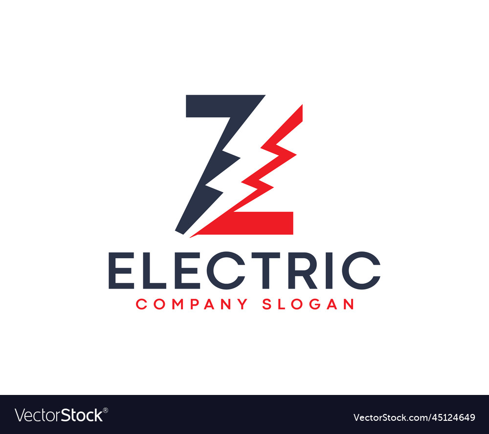 Letter z lightning electric logo with lighting Vector Image