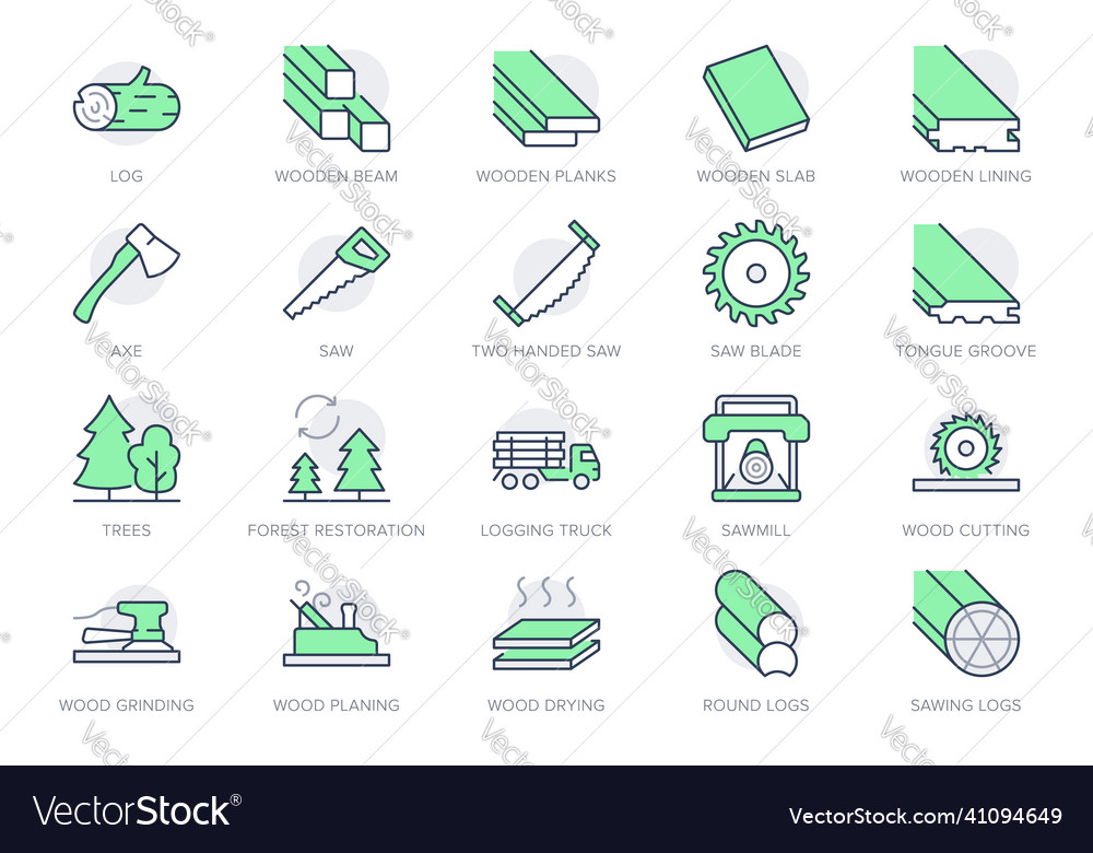 Lumber line icons include Royalty Free Vector Image