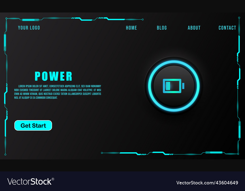 Neon Power Button Tech Background
