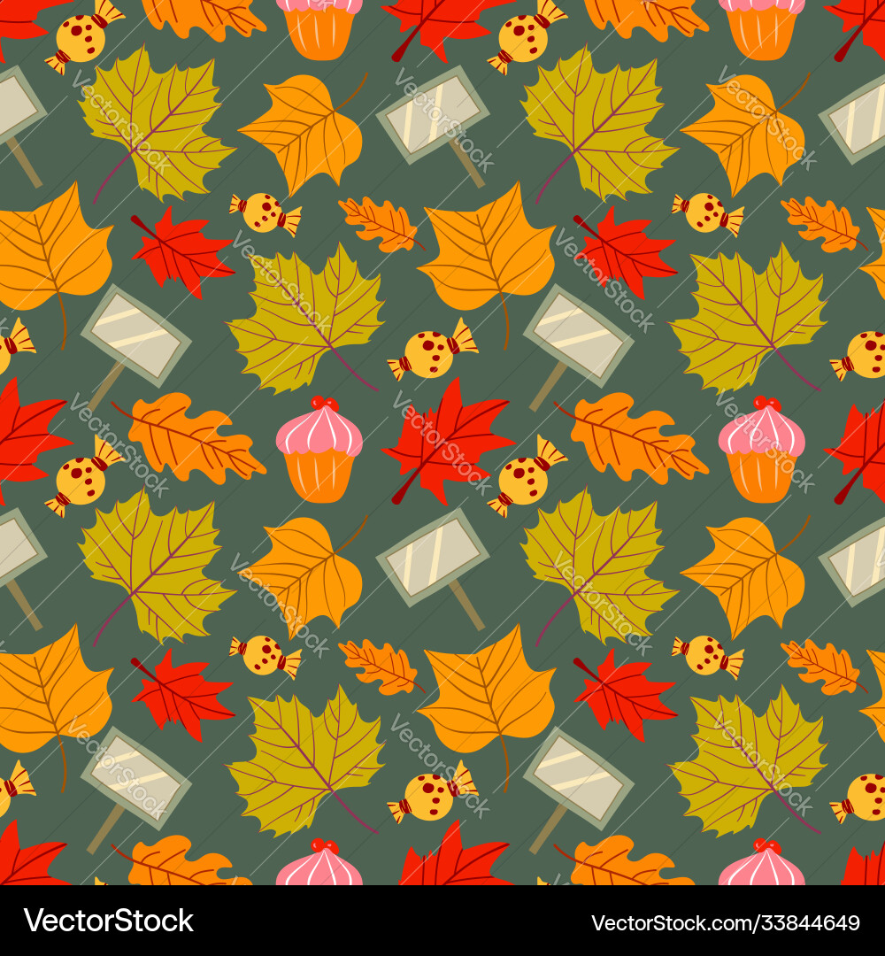 Seamless pattern leaves background Royalty Free Vector Image