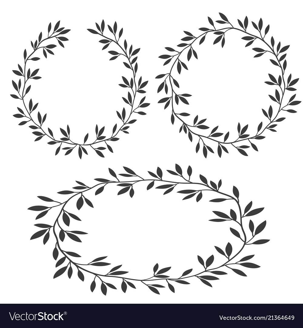 Set of silhouettes vintage floral frames laurel Vector Image