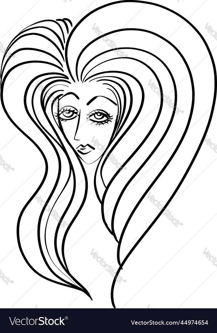 Beautiful woman face girl with hair Royalty Free Vector