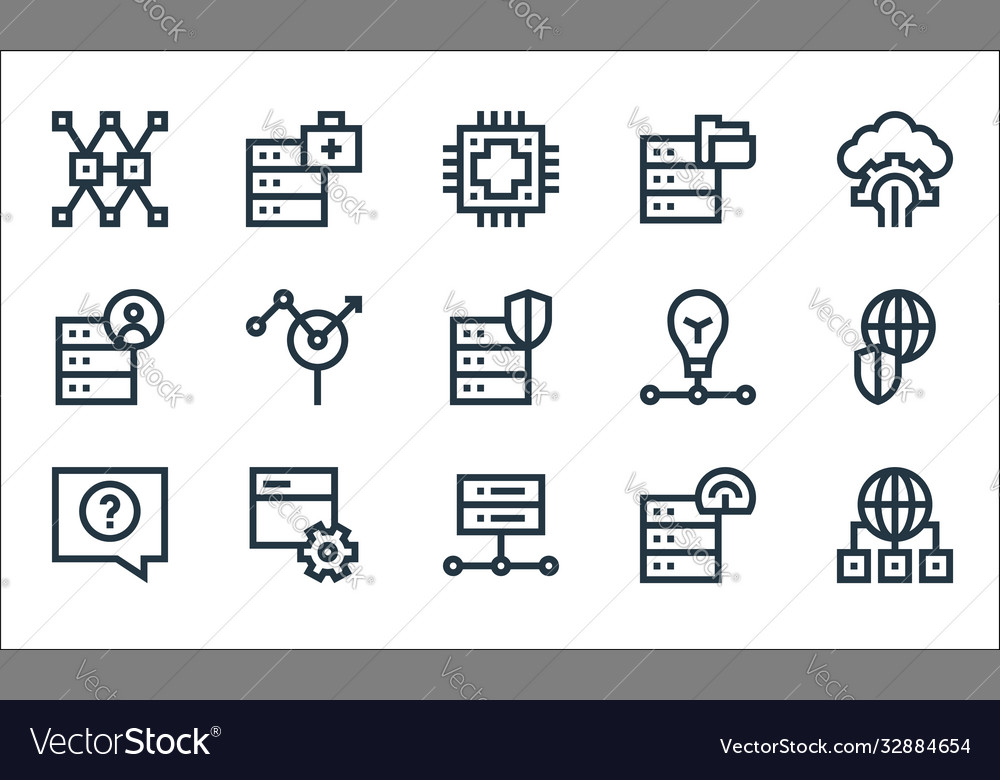 Big data line icons linear set quality vector image Big data line icons linear set quality