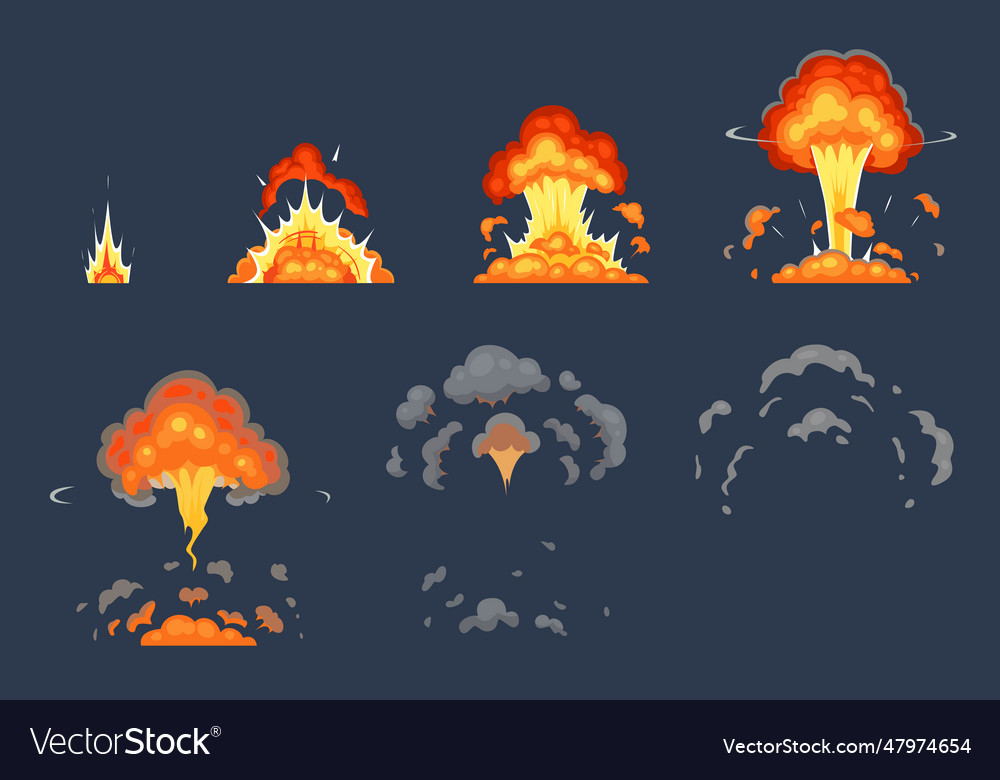 Cartoon bomb explosion animation exploding Vector Image