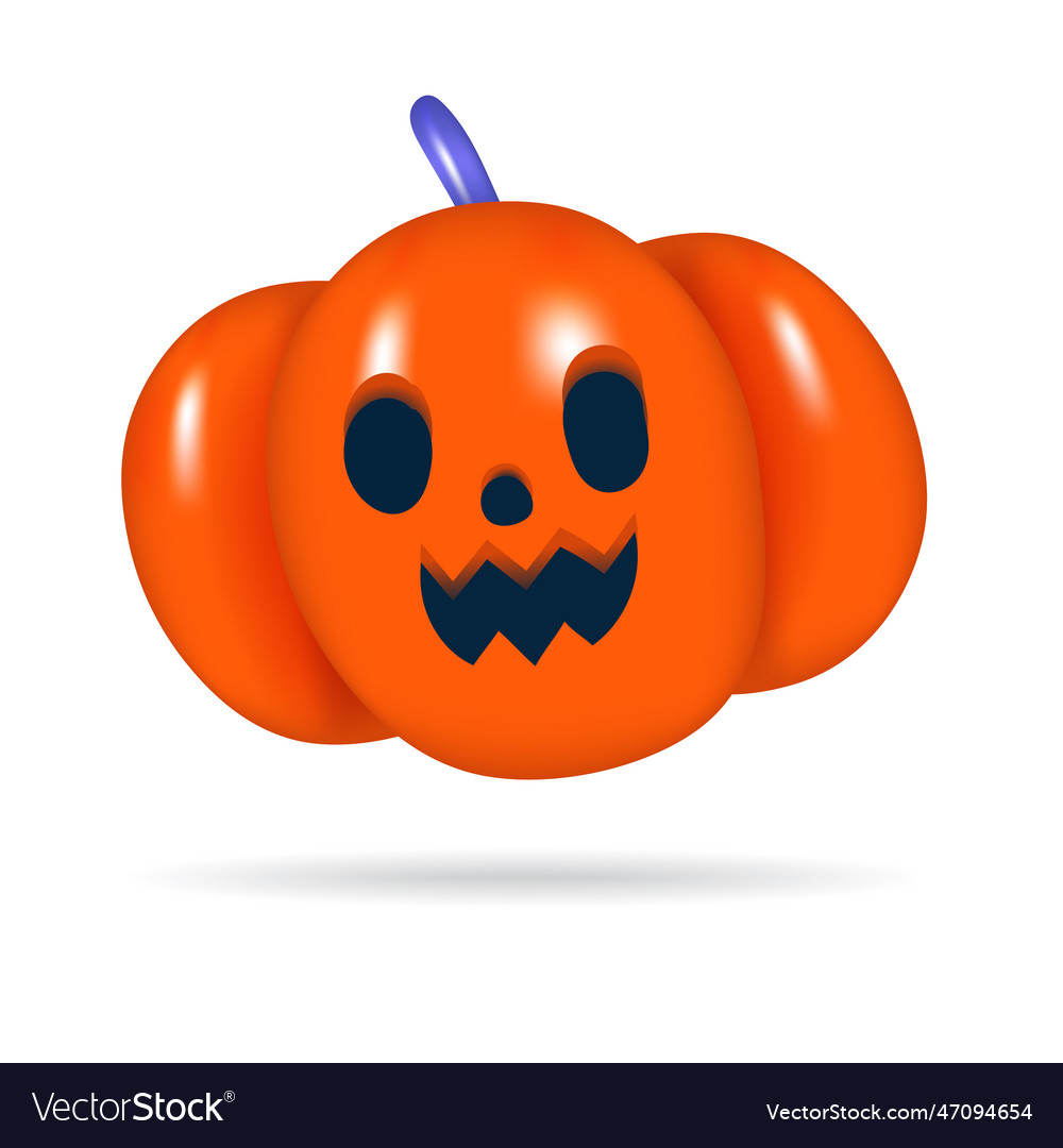 Cute 3d orange pumpkin jack o lantern icon happy