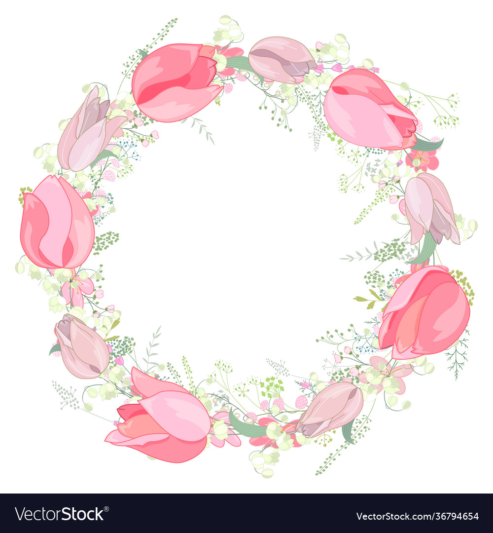 Floral wreath with romantic tulips can be used