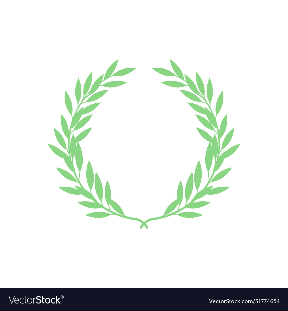 Green silhouette greek laurel wreath in flat