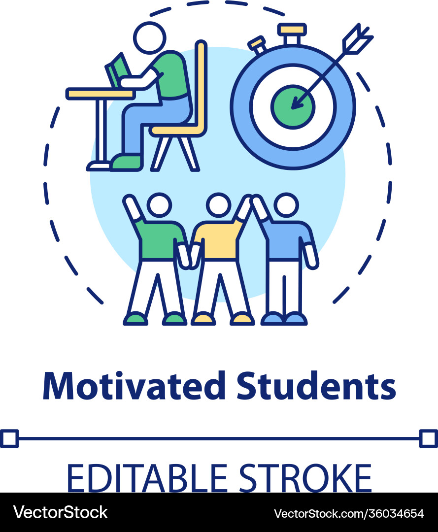 Motivated students concept icon Royalty Free Vector Image