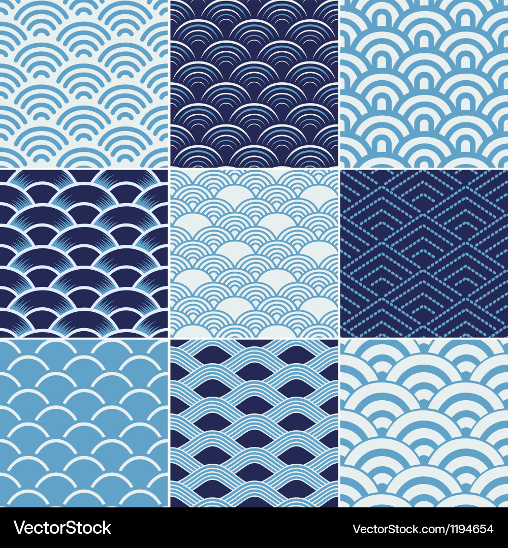 Ocean Wave Pattern - Blue Royalty Free Vector Image