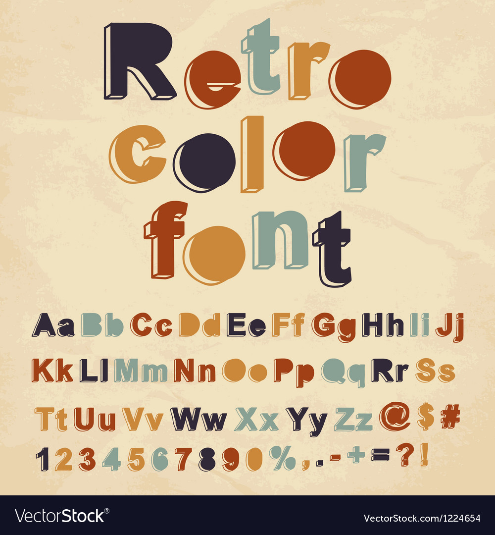 Retro color font Royalty Free Vector Image - VectorStock