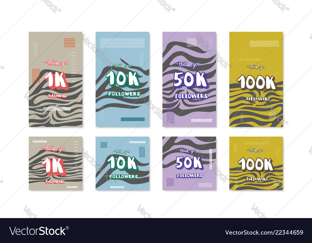 1k 10k 50k 100k followers template royalty free vector image