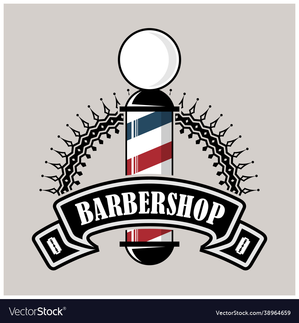 Barber shop poster template with pole Royalty Free Vector