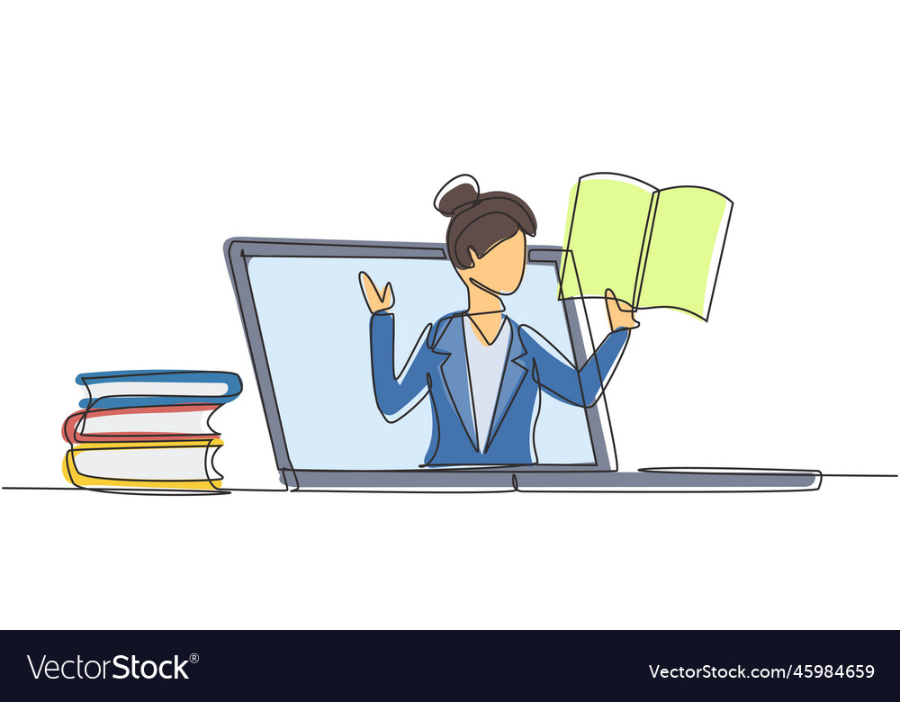 Continuous one line drawing female teacher Vector Image