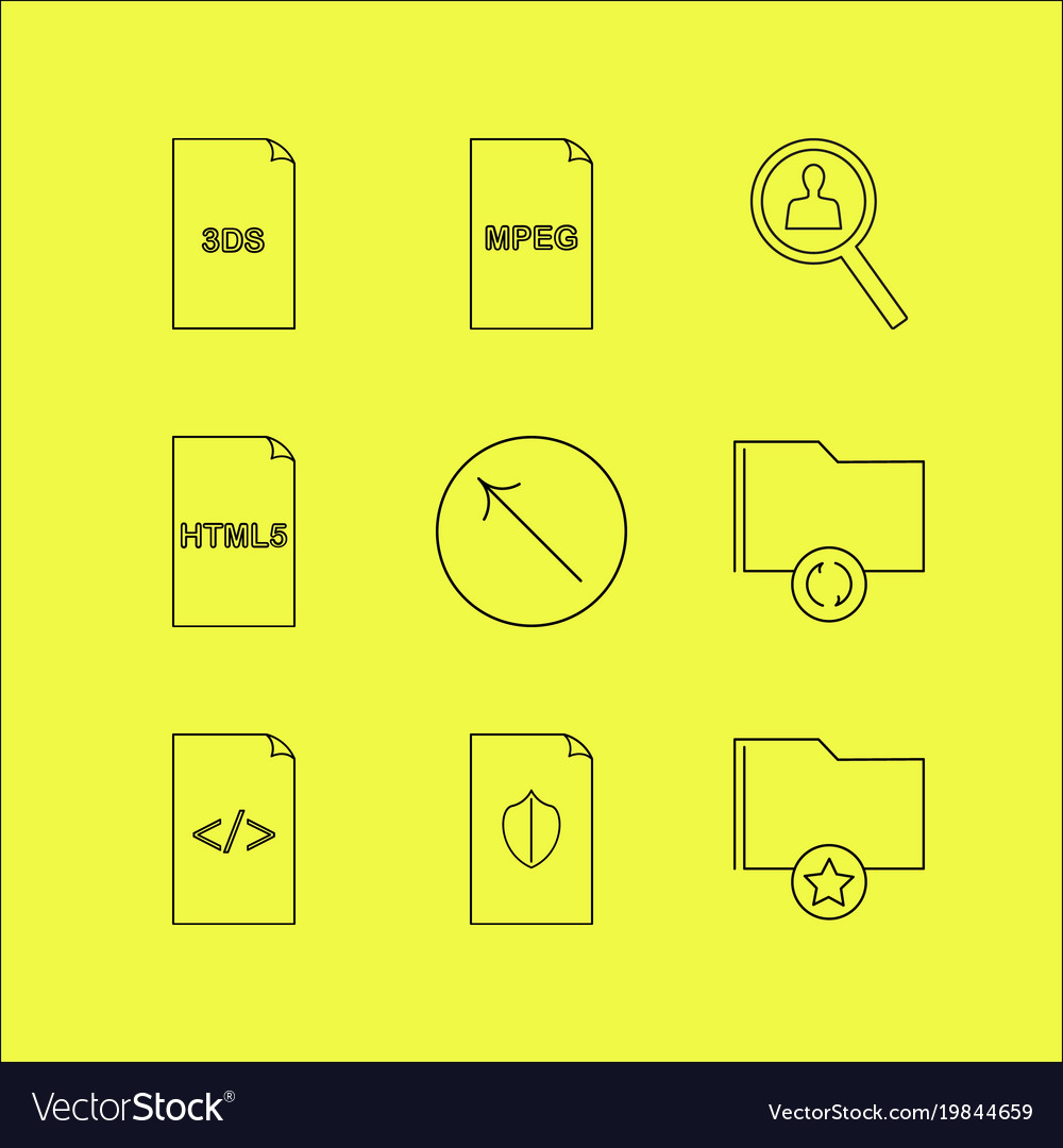 Files and folders linear icon set simple outline