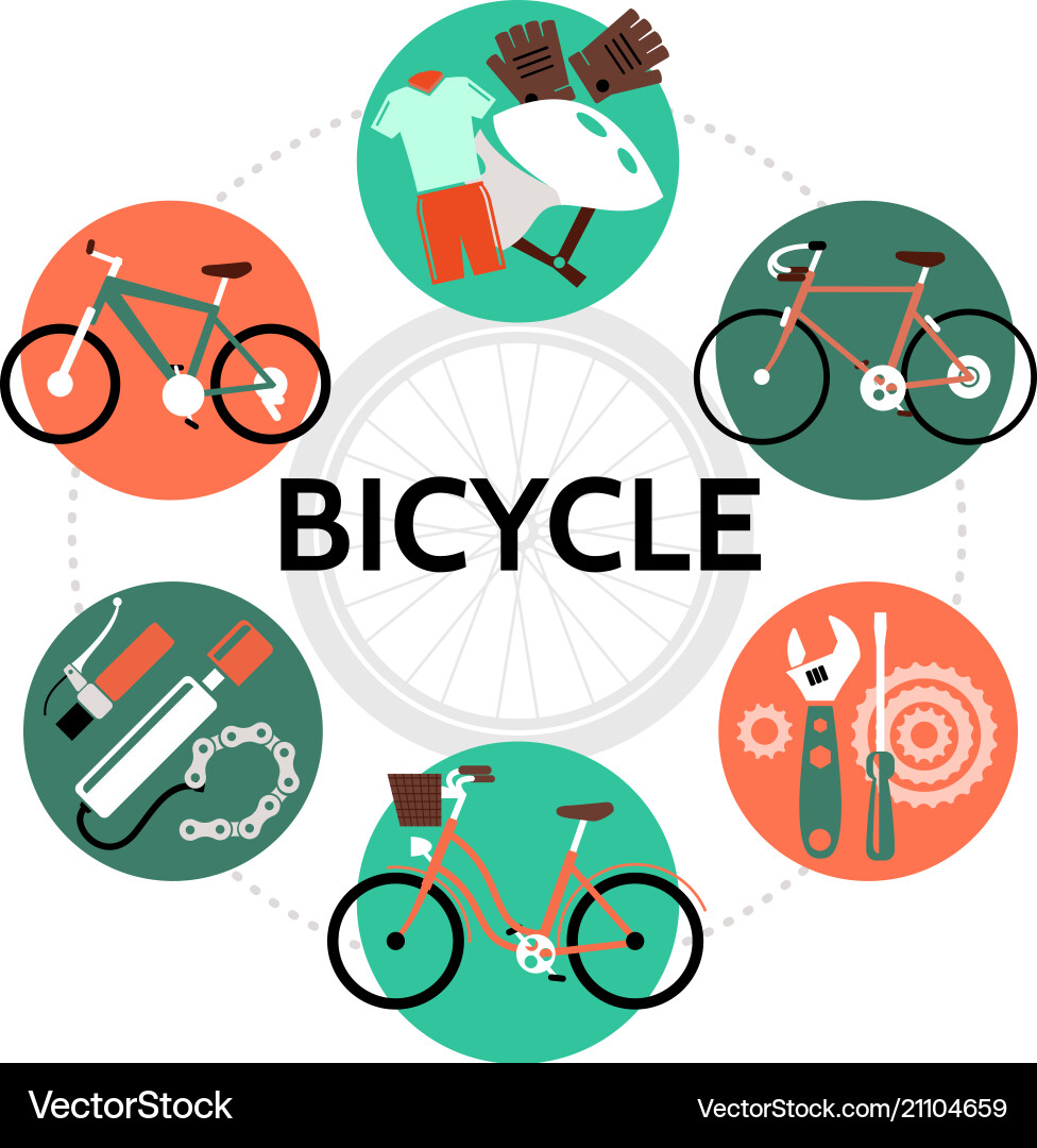 Flat bicycle round concept Royalty Free Vector Image