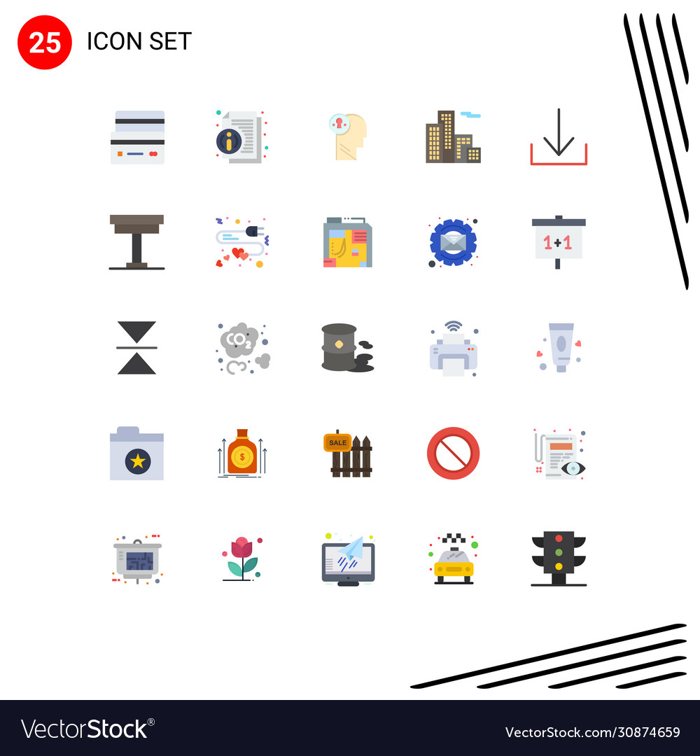 Modern set 25 flat colors and symbols