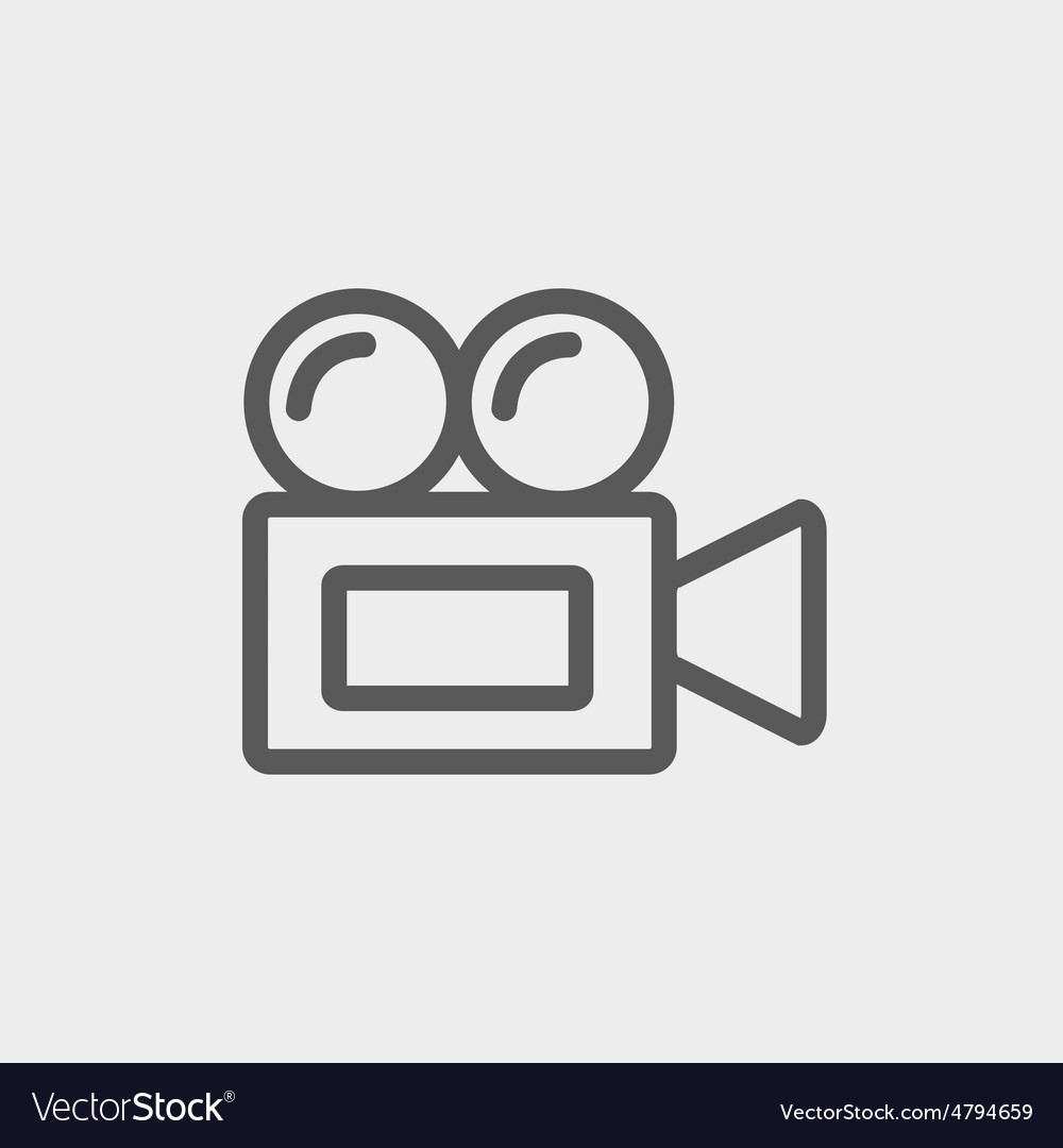 Old cinema video cam thin line icon