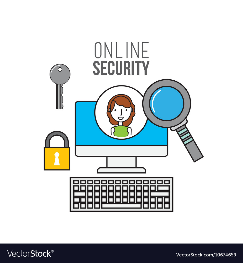 Online-Sicherheits-Flachlinien-Symbole