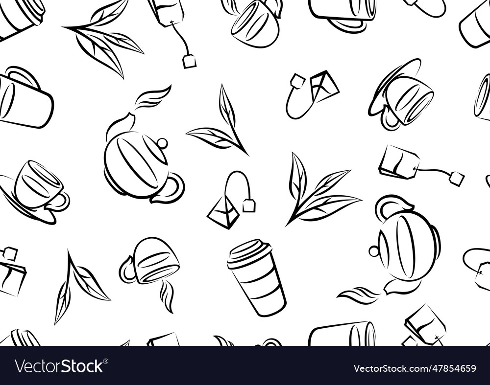 Pattern with tea items background