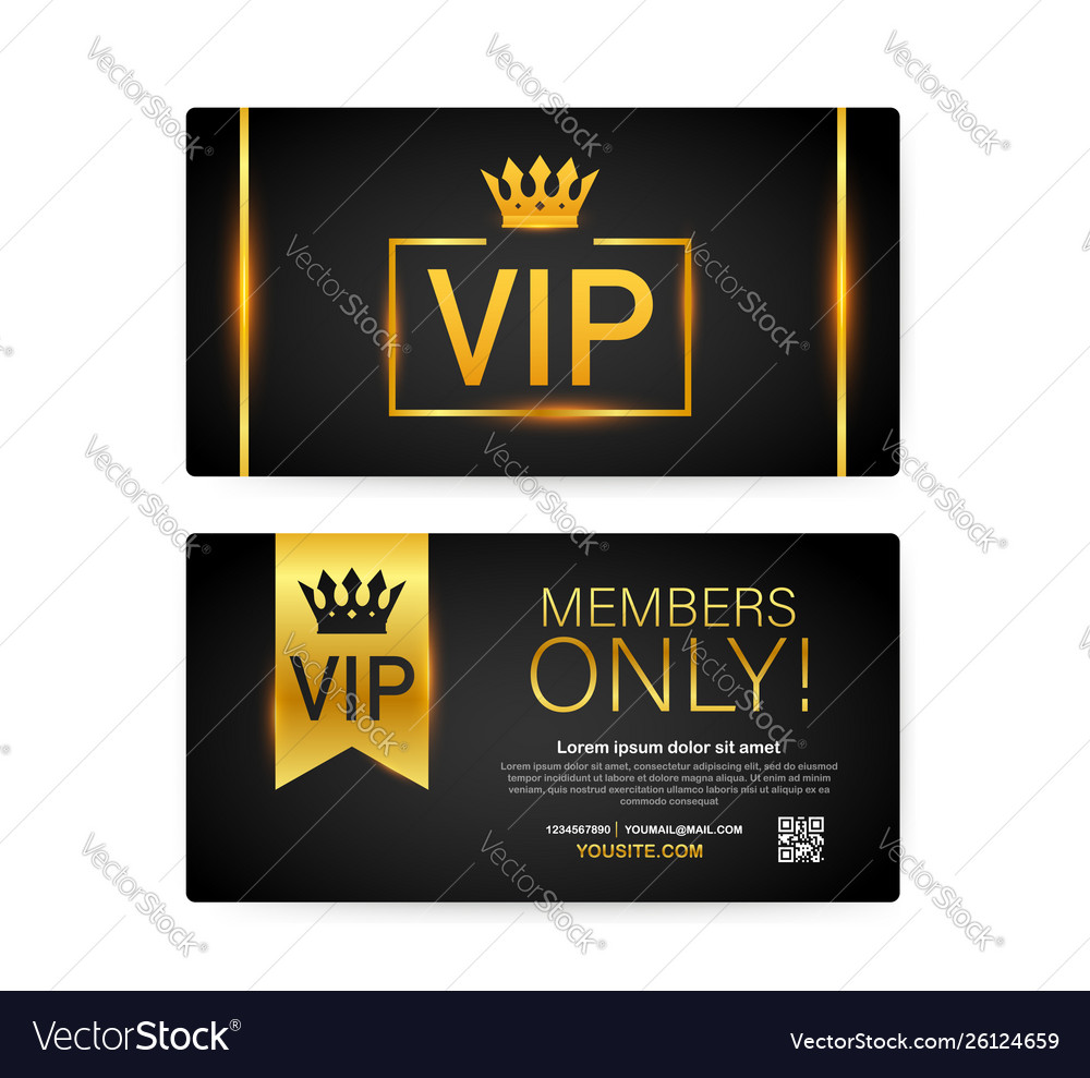 Vip club cards members only gold ribbon label