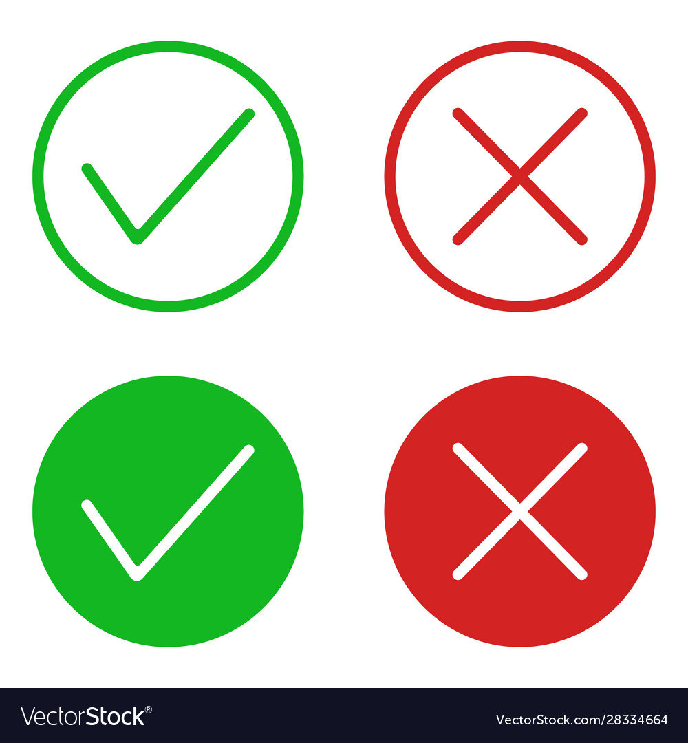 Check marks - red cross icon simple - vector Stock Vector