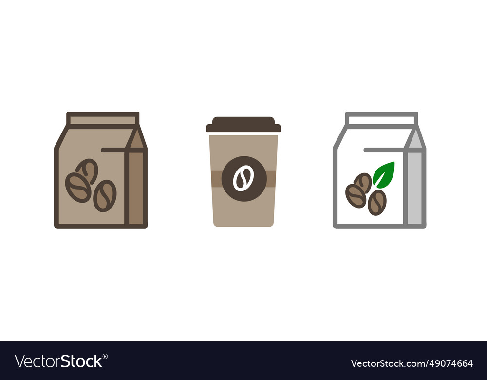 Coffee bean icon symbol roasted in brown paper