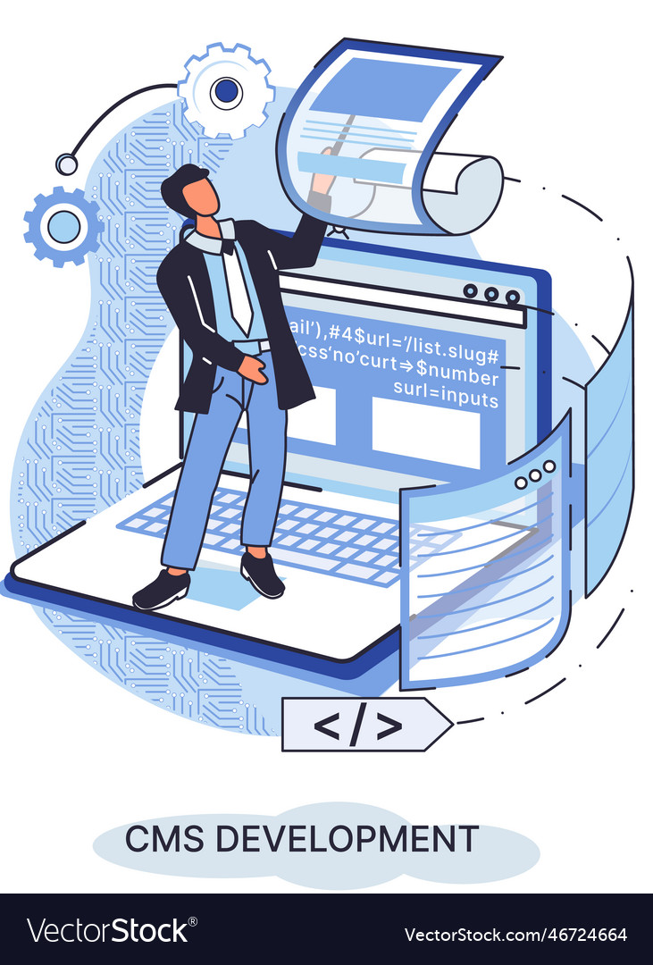 Concept of digital content management system cms vector image Concept of digital content management system cms