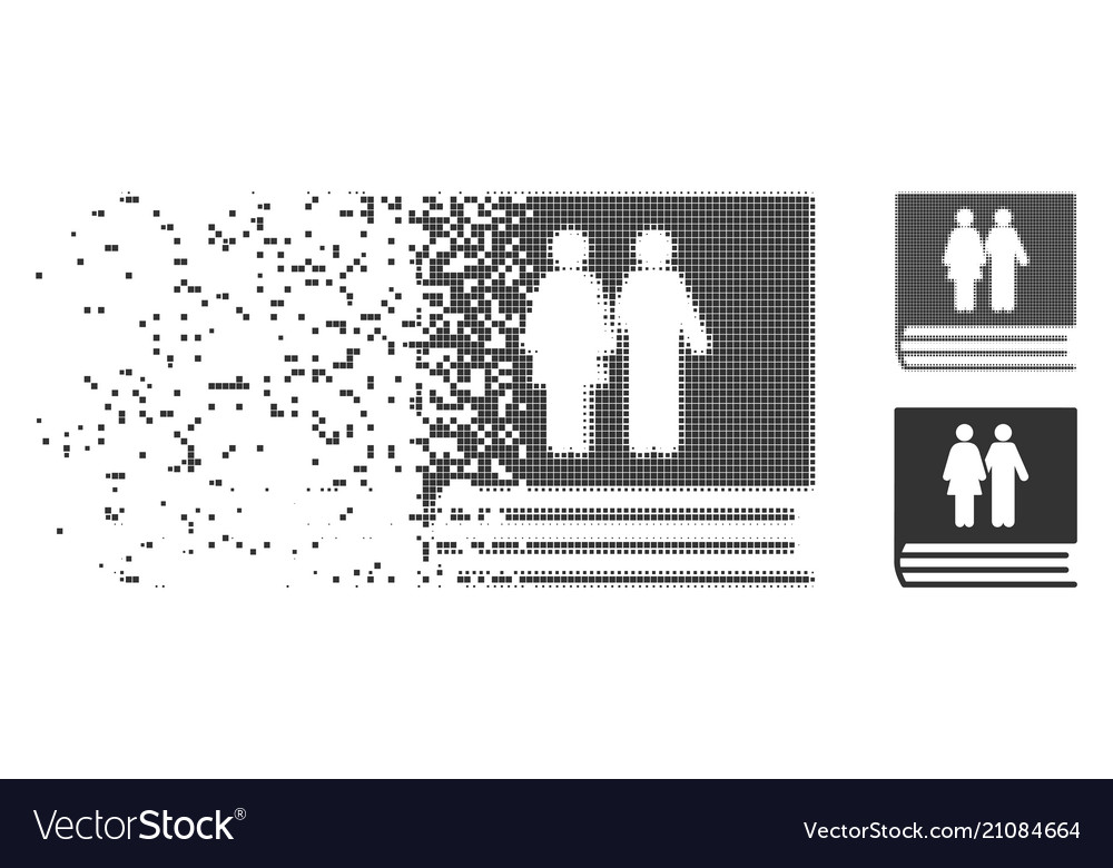 Family album damaged pixel halftone icon