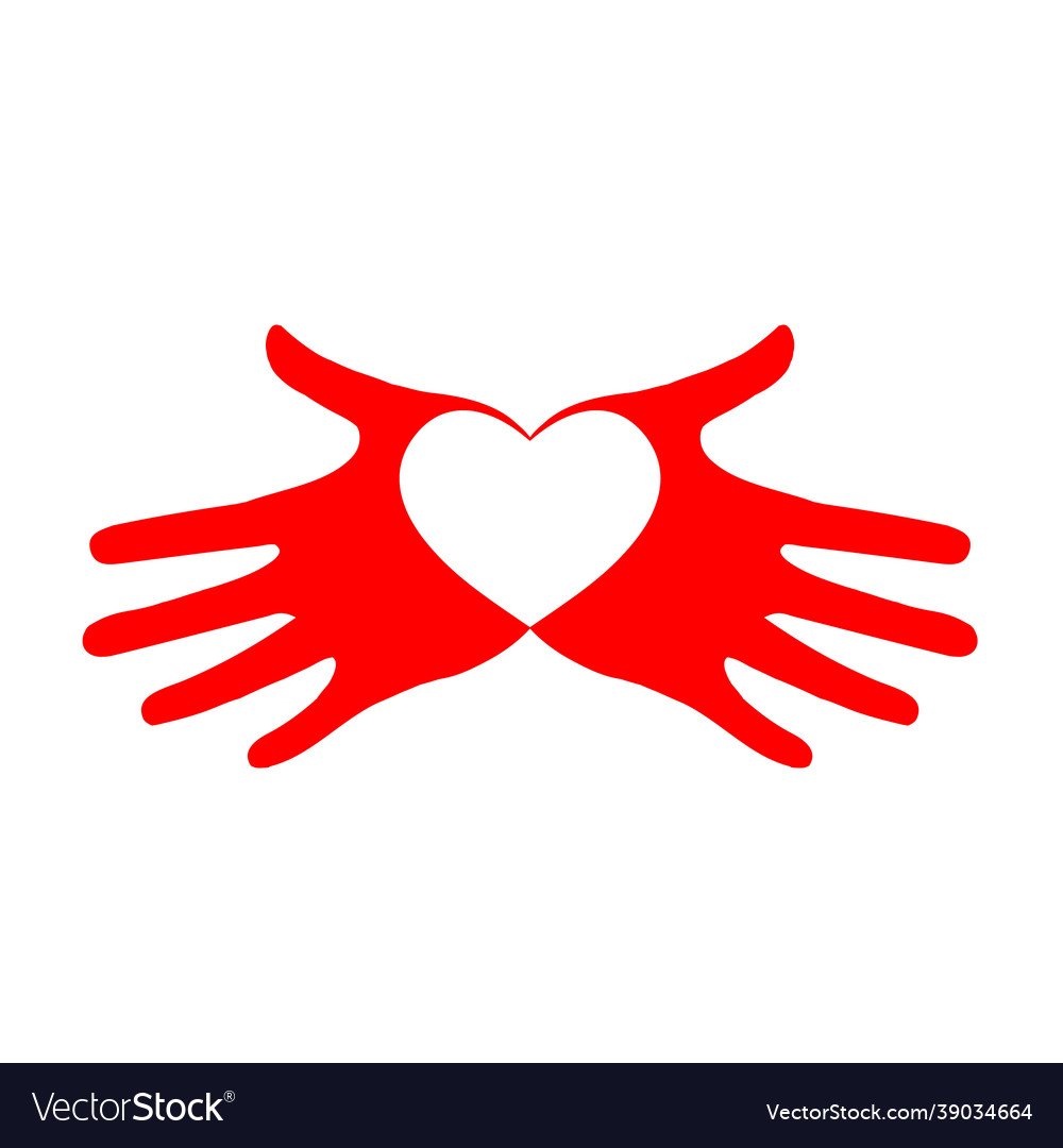 Heart On Palms Hands Love Romantic Concept Vector Image