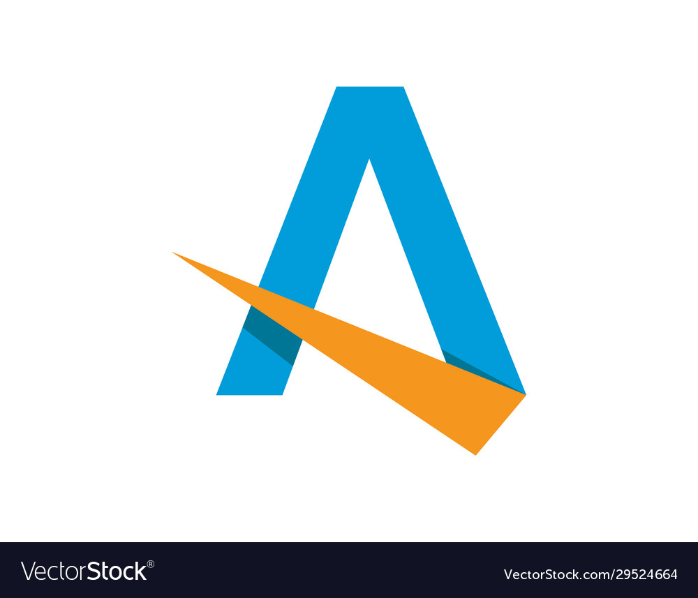 Initial letter a with swoosh in blue and orange