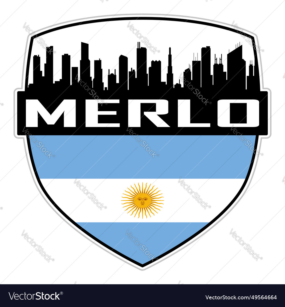 Merlo skyline silhouette argentina flag travel